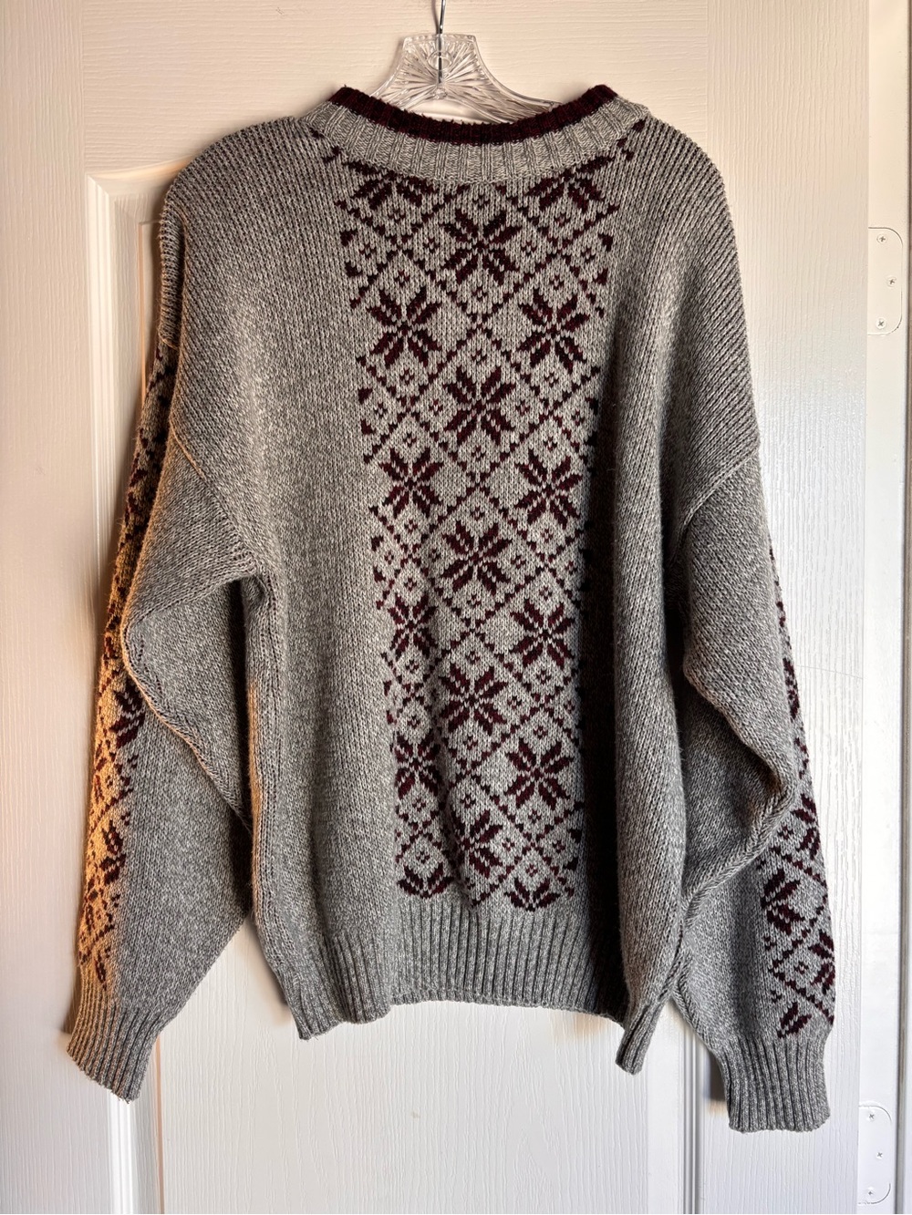 Vintage 80’s Spettro Bohemian Knit Classic Pullover Sweater Size XL Gray